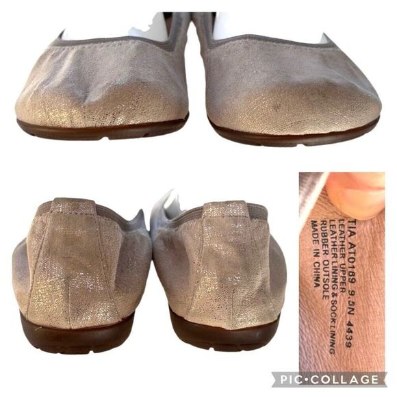 Abeo Tia BIO System Ballet Flats Slip On Golden Metallic Leather Shoes Size 9.5N - Picture 5 of 12